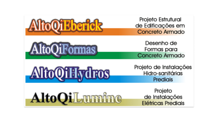 logo dos produtos altoqi eberick, formas, lumine e hydros