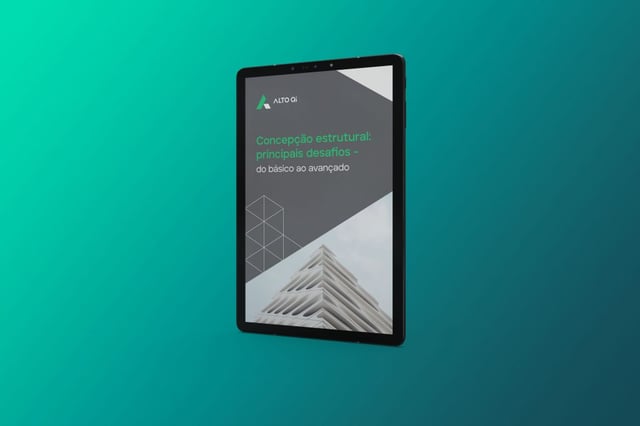 Ilustração de um tablet com a imagem da capa do Ebook que fala sobre a concepção estrutural