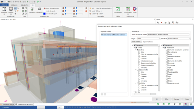 figura com Análise de interferências na ferramenta QiBuilder