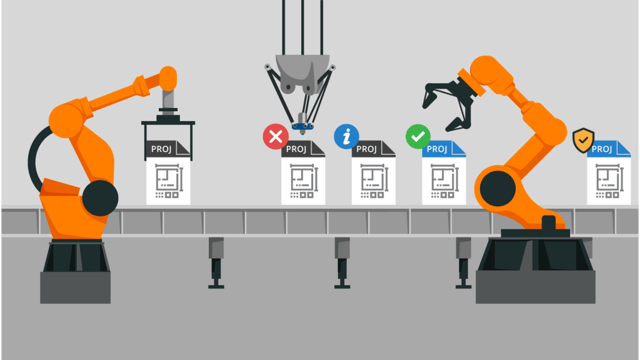 ilustração com braços mecânicos simblizando automação de processos